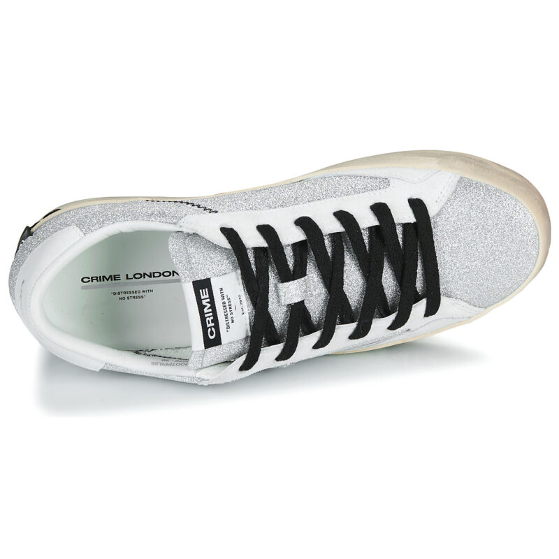 Crime London Zapatillas bajas plateadas desgastadas para mujer - 6