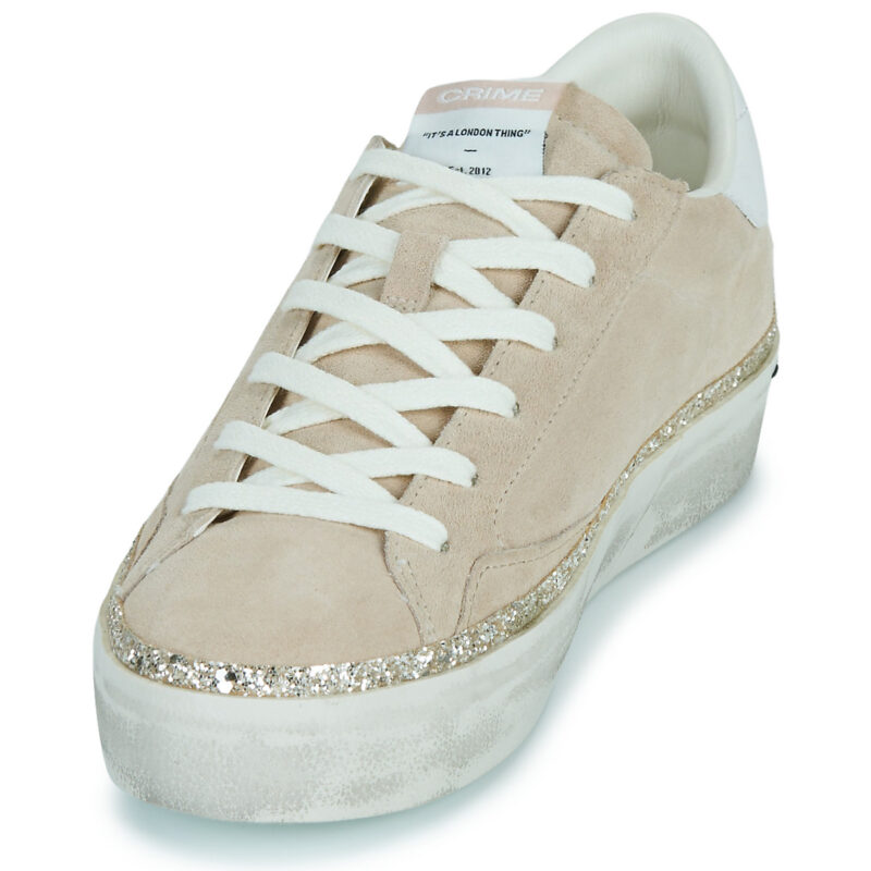 Crime London Zapatillas bajas de mujer color beige con plataforma desgastada - 3