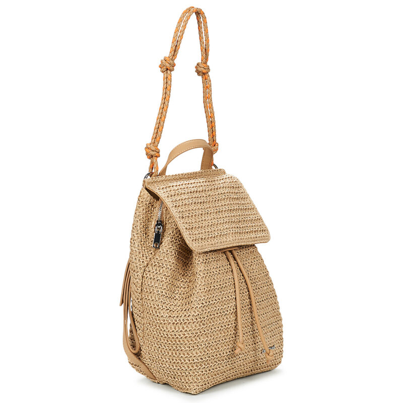 Women Desigual BACKPACK HALF LOGO LUEN RAFFIA Beige Backpack Women - 2