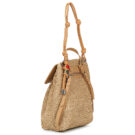 Women Desigual BACKPACK HALF LOGO LUEN RAFFIA Beige Backpack Women - 3