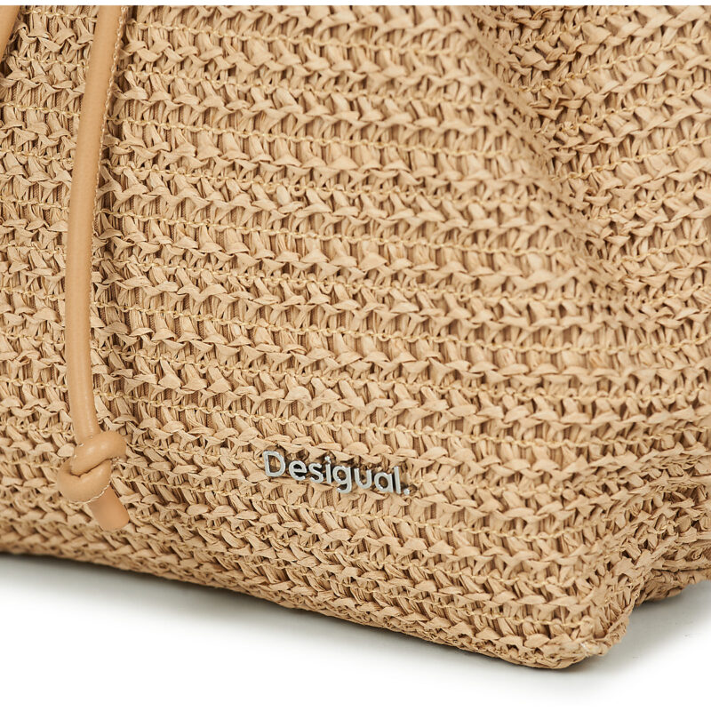 Women Desigual BACKPACK HALF LOGO LUEN RAFFIA Beige Backpack Women - 4