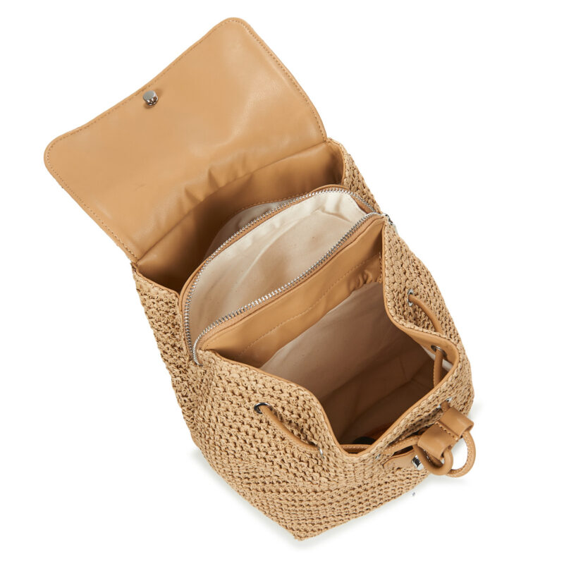Women Desigual BACKPACK HALF LOGO LUEN RAFFIA Beige Backpack Women - 5