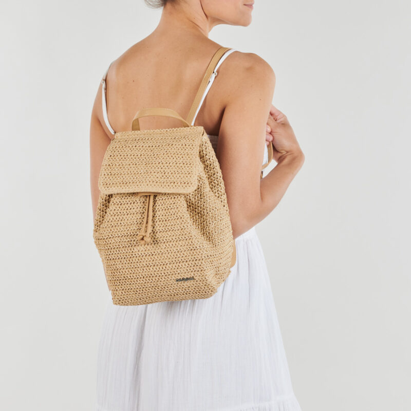 Women Desigual BACKPACK HALF LOGO LUEN RAFFIA Beige Backpack Women - 6