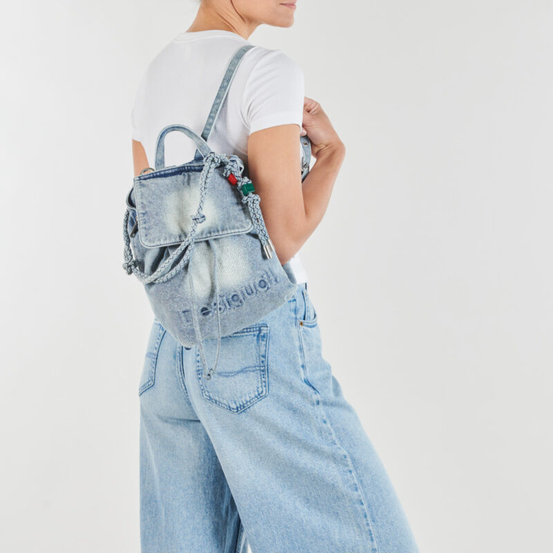 Femme Desigual Sac &agrave; dos femme HALF LOGO DENIM LUENA bleu - 6