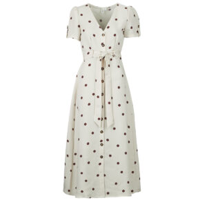 Abito Vero Moda VMJOAN S/S 7/8 SHIRT DRESS Beige Abiti Lunghi Donna