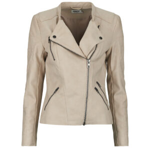 Giacca in pelle  Only  ONLAVA  Grigio -   Giacche in pelle Donna