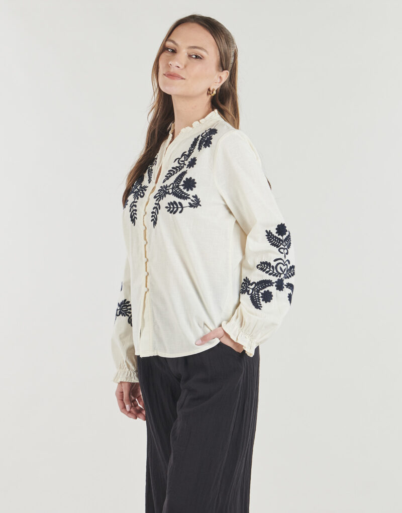 Camicetta Only ONLGIRU L/S EMBROIDERY Beige Camicette Donna - 2