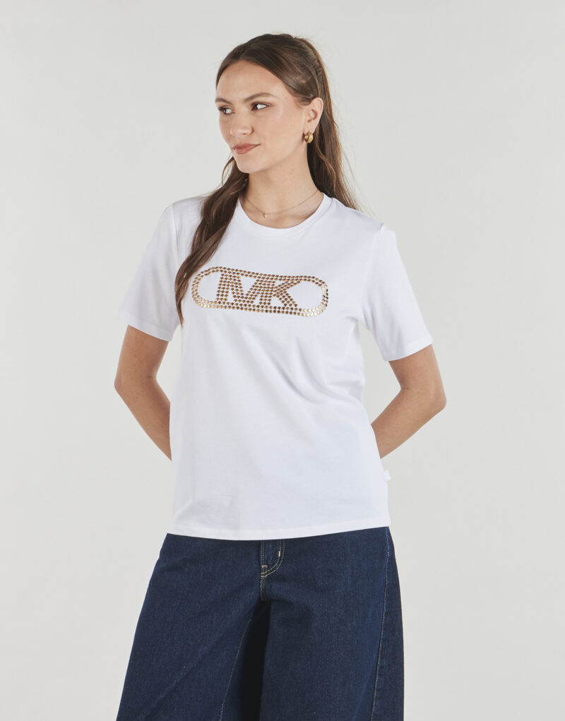 T-shirt MICHAEL Michael Kors EMPIRE STUD CLASSIC TEE White Women's Short Sleeve T-Shirt - 2