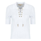 Blouse MICHAEL Michael Kors LACE UP SS POLO TOP Bianco Camicette Donna - 1