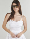 Abito corto MICHAEL Michael Kors POPLIN SMOCKED MINI DRESS Bianco Abiti corti Donna - 5