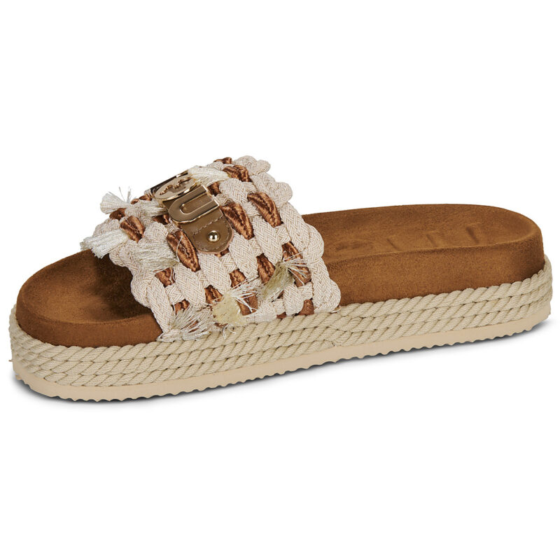 Mou Pantoufles &agrave; franges en corde monobande beige pour femme - 4