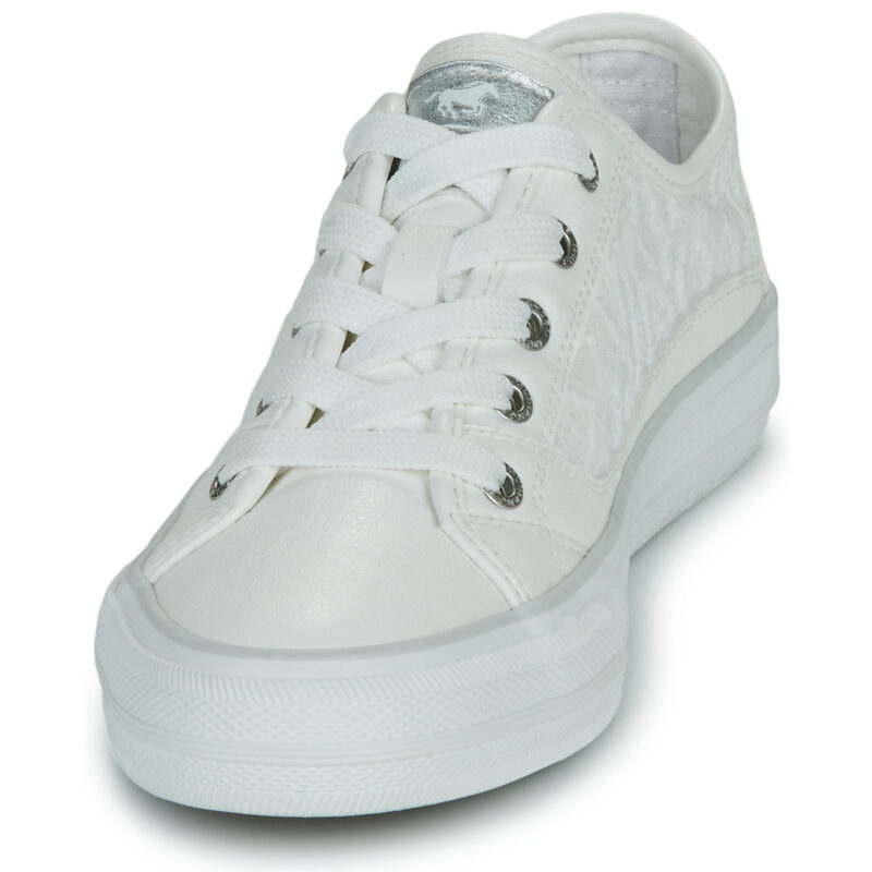 Mustang 26M0222009-WHITE Wei&szlig;e Damen-Sneaker, niedrig geschnitten - Gr&ouml;&szlig;e 3