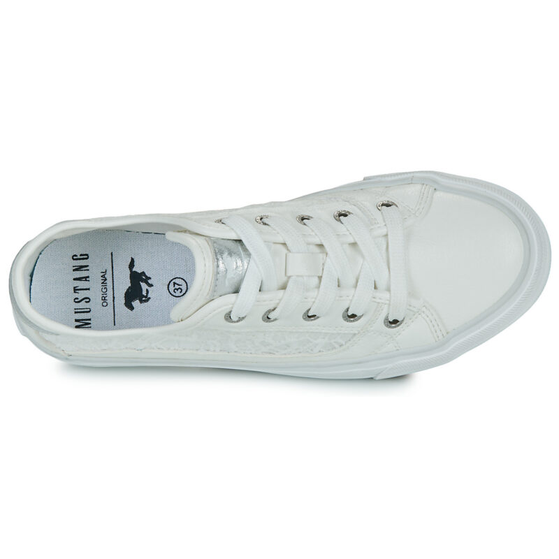 Mustang 26M0222009-WHITE Wei&szlig;e Damen-Sneaker, niedrig geschnitten - Gr&ouml;&szlig;e 6
