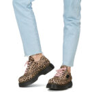 Dr. Martens Buzz 5i Light Tan Mini Leopard Spot Hair On Marrone Derby Donna - 8