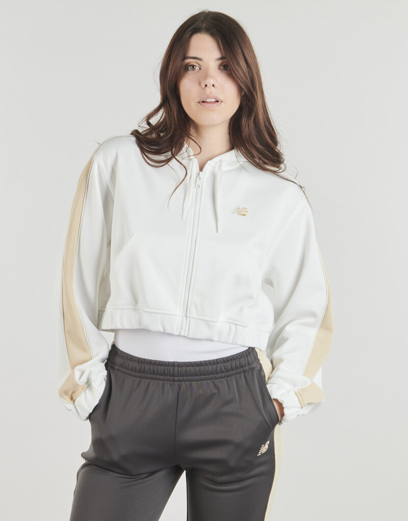 Felpe con cappuccio New Balance INTERLOCK FULL ZIP Beige Felpe con cappuccio Donna - 2