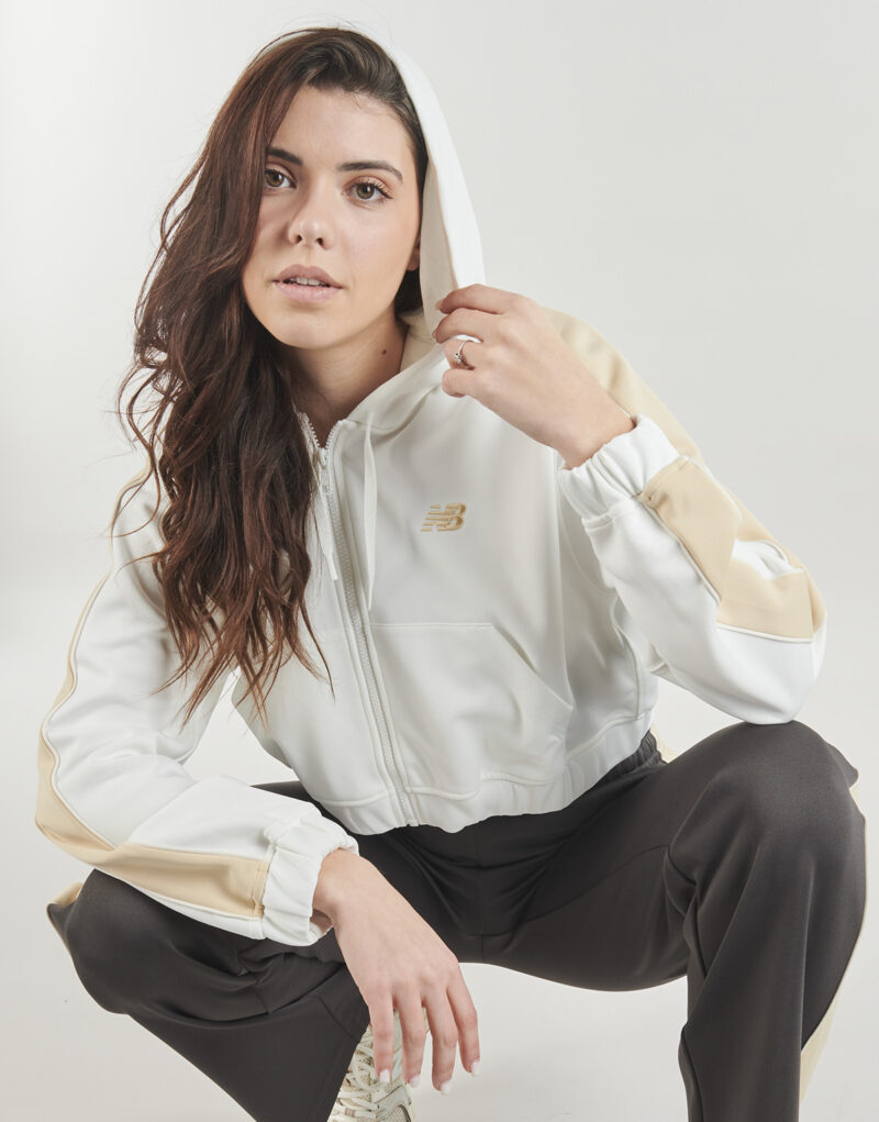 Felpe con cappuccio New Balance INTERLOCK FULL ZIP Beige Felpe con cappuccio Donna - 5
