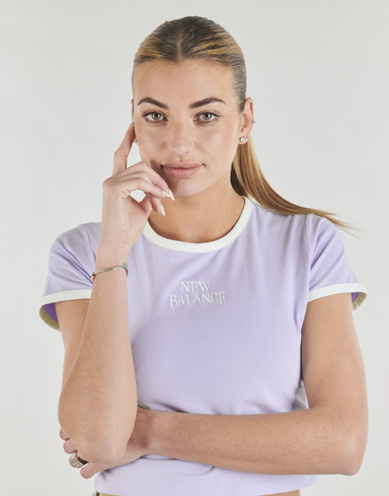 New Balance LINEAR HERITAGE RINGER TSHIRT Purple Short Sleeve T-shirt Women - 5