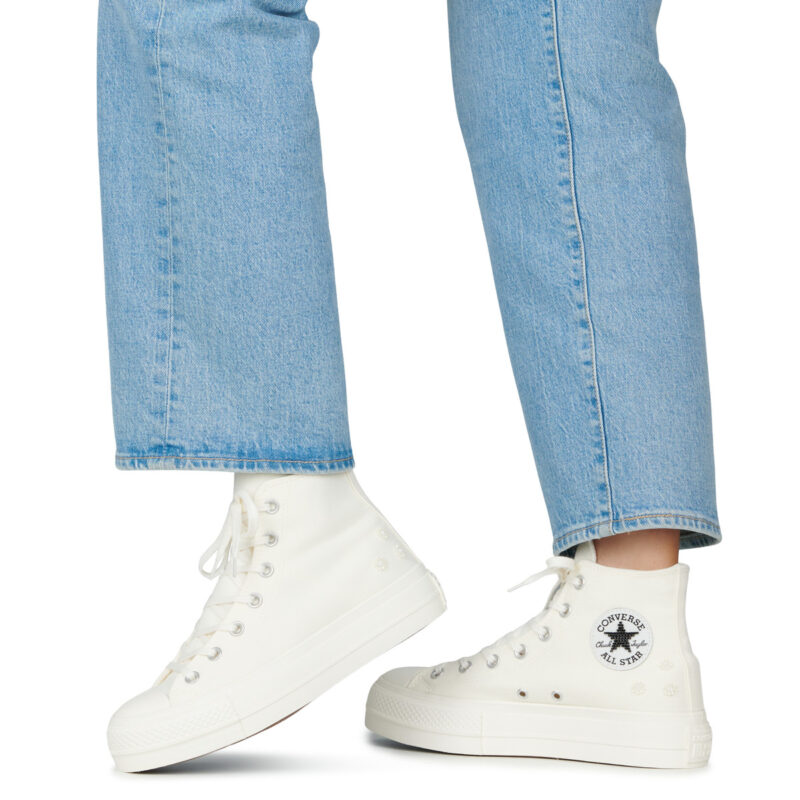 Converse CHUCK TAYLOR ALL STAR LIFT PLATFORM BEADS White High Sneakers Women - 8