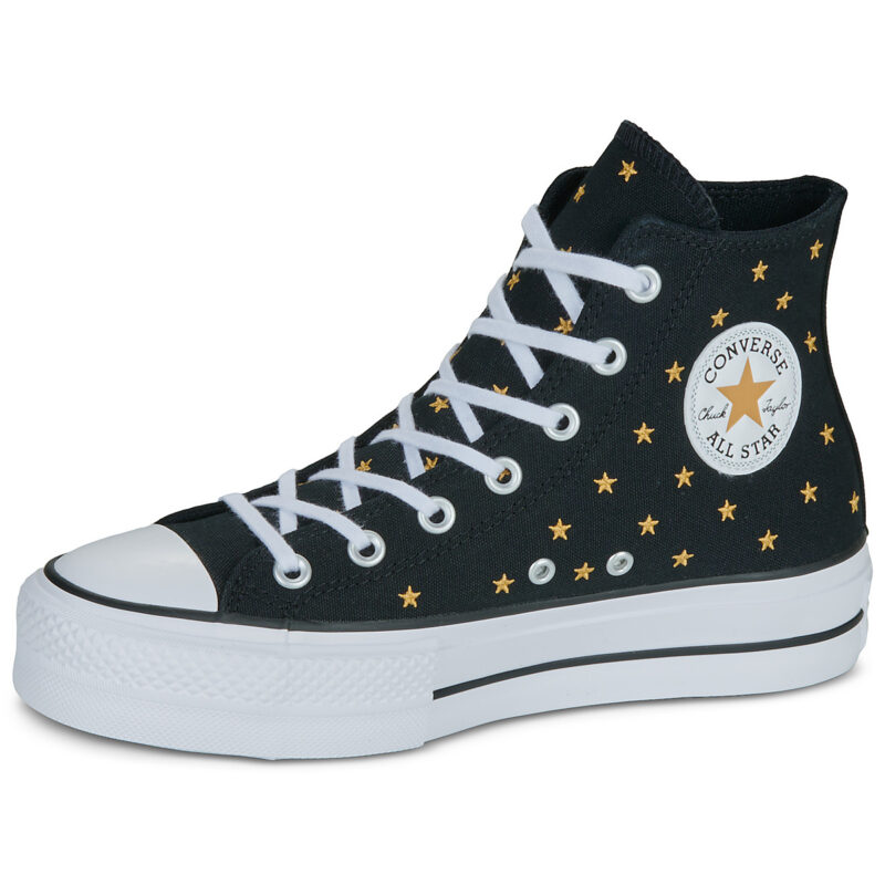 Converse LIFT PLATFORM EMBROIDERED STARS Nero Sneakers alte Donna - 4