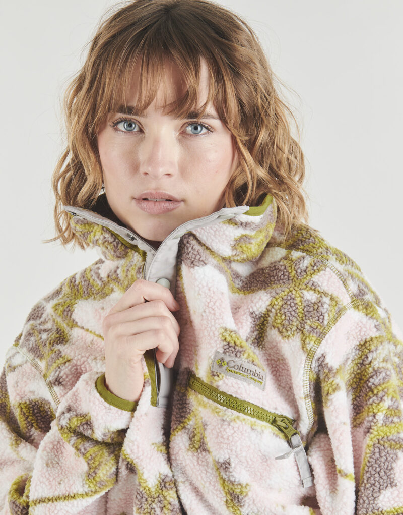 Felpa Columbia HELVETIA II PRINTED CROPPED HALF SNAP FLEECE Rosa Felpe Donna - 5