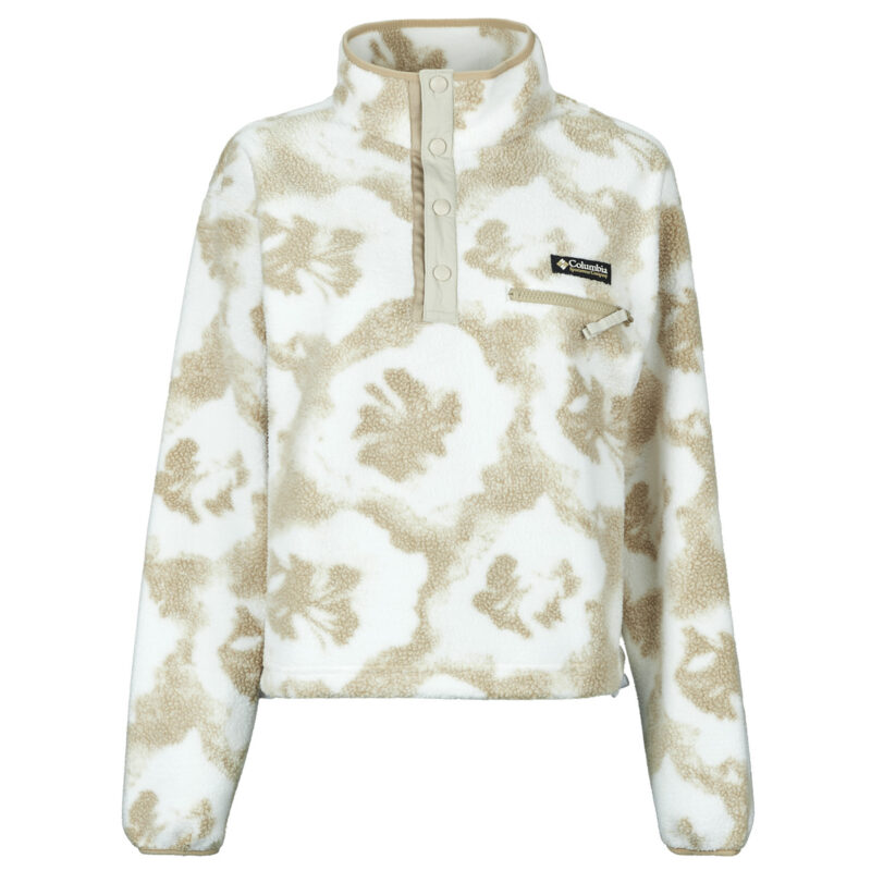 Columbia HELVETIA II bedrucktes, kurzes Fleece-Sweatshirt mit halben Druckkn&ouml;pfen, Beige, Damen-Sweatshirt - 1