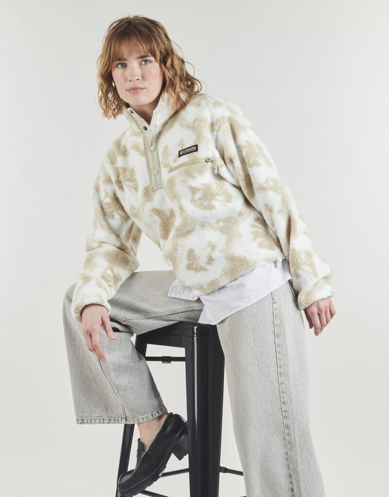 Columbia HELVETIA II bedrucktes, kurzes Fleece-Sweatshirt mit halben Druckkn&ouml;pfen, Beige, Damen-Sweatshirt - 5
