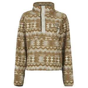Felpa Columbia HELVETIA II PRINTED CROPPED HALF SNAP FLEECE Beige Felpe Donna