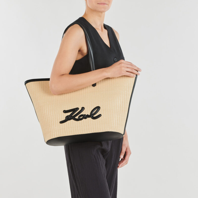 Karl Lagerfeld K/SIGNATURE RAFFIA MD TOTE Beige Borse Shopping Donna - 6