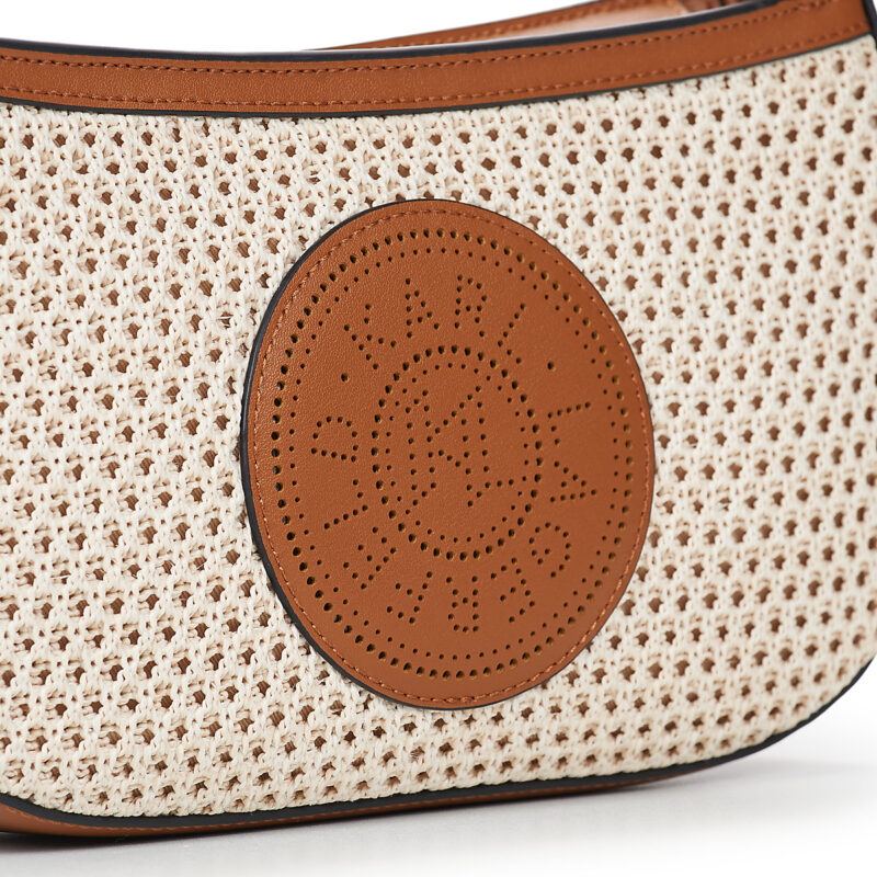 Karl Lagerfeld K/CIRCLE SADDLE CB RAFFIA MESH Beige Borsa a tracolla Donna - 4