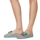 BIRKENSTOCK Madrid Damen-Slipper mit gro&szlig;er Schnalle aus EVA Pure / Salbei / Schmalblau - Gr&ouml;&szlig;e 8