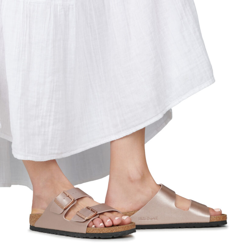 BIRKENSTOCK Arizona Birko-flor / Copper / Stretto Oro Ciabatta Donna - 8