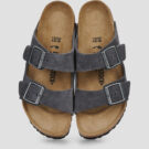 Zapatillas de mujer BIRKENSTOCK Arizona de ante/carb&oacute;n/gris estrecho - Talla 5