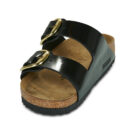 BIRKENSTOCK Arizona Big Buckle Patent / Black / Gold / Narrow Black Women's Clogs - 3