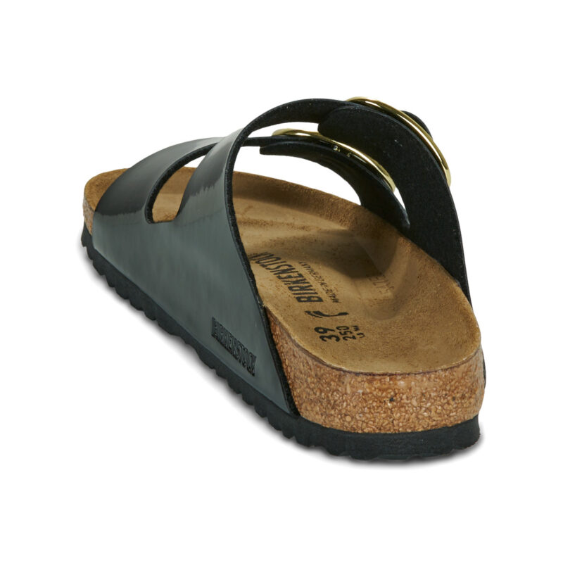 BIRKENSTOCK Arizona Big Buckle Patent / Black / Gold / Narrow Black Women's Clogs - 5