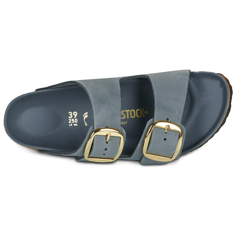 BIRKENSTOCK Arizona Big Buckle Oiled / Pelle / Basalt / Grey / Narrow Blue Women's Slipper - 6