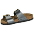 BIRKENSTOCK Sydney Cushion Buckle Birko-flor / Metallic / Black / Narrow Black Women's Slipper - 4