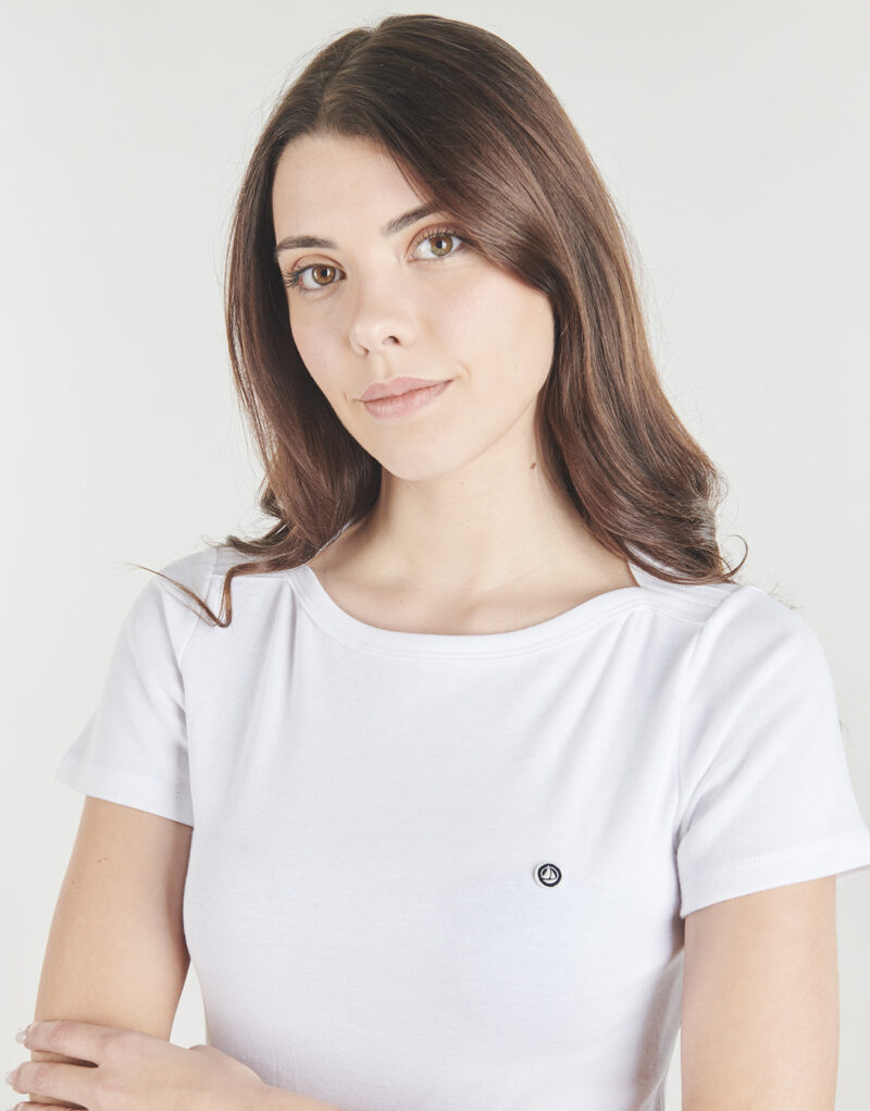 Camiseta Petit Bateau COL AMIRAL Blanca de manga corta para mujer - 5