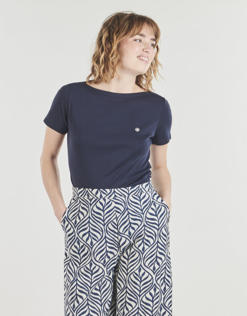 T-shirt Petit Bateau TEE SHIRT COL AMIRAL Marine T-shirt maniche corte Donna - 2