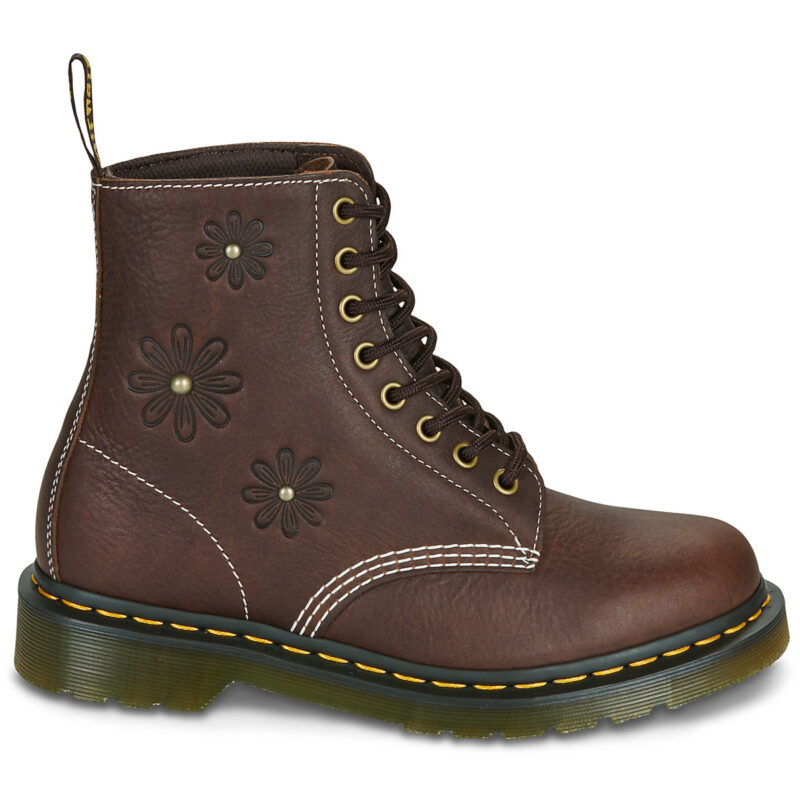 Dr. Martens Pascal Flower Dark Brown Grizzly Marrone Stivaletti Donna - 2