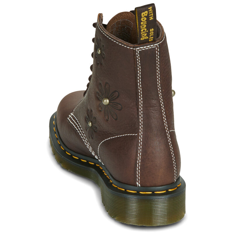 Dr. Martens Pascal Flower Dark Brown Grizzly Marrone Stivaletti Donna - 5