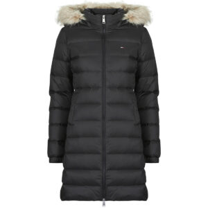 Piumino Tommy Jeans TJW ESSENTIAL HOODED DOWN COAT Nero Piumini Donna