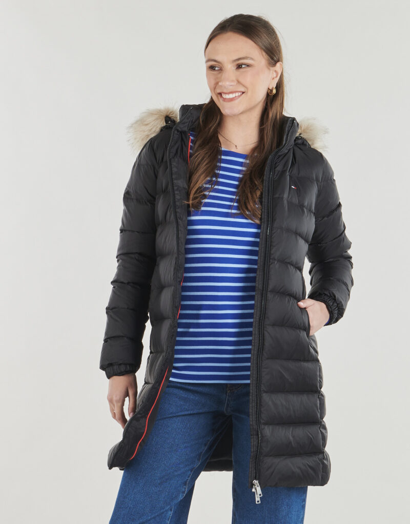 Piumino Tommy Jeans TJW ESSENTIAL HOODED DOWN COAT Nero Piumini Donna - 2