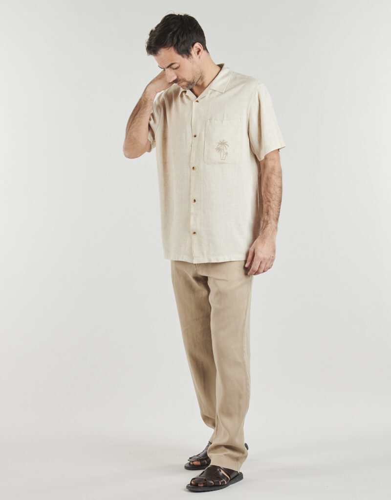 Short-sleeved shirt Deeluxe ZALTOR SH M Beige Men's Short Sleeve Shirts - 3