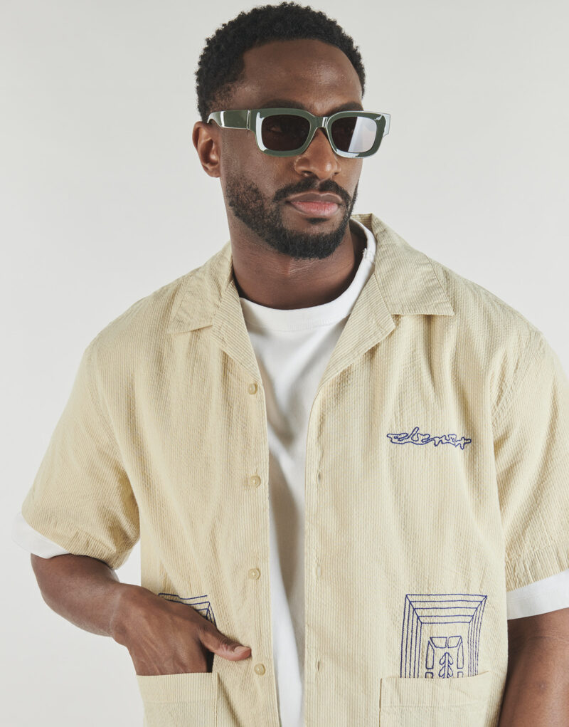 Kurzarmhemd Element SEERSUCKER-STICKEREI S Beige Herren Kurzarmhemden - 5