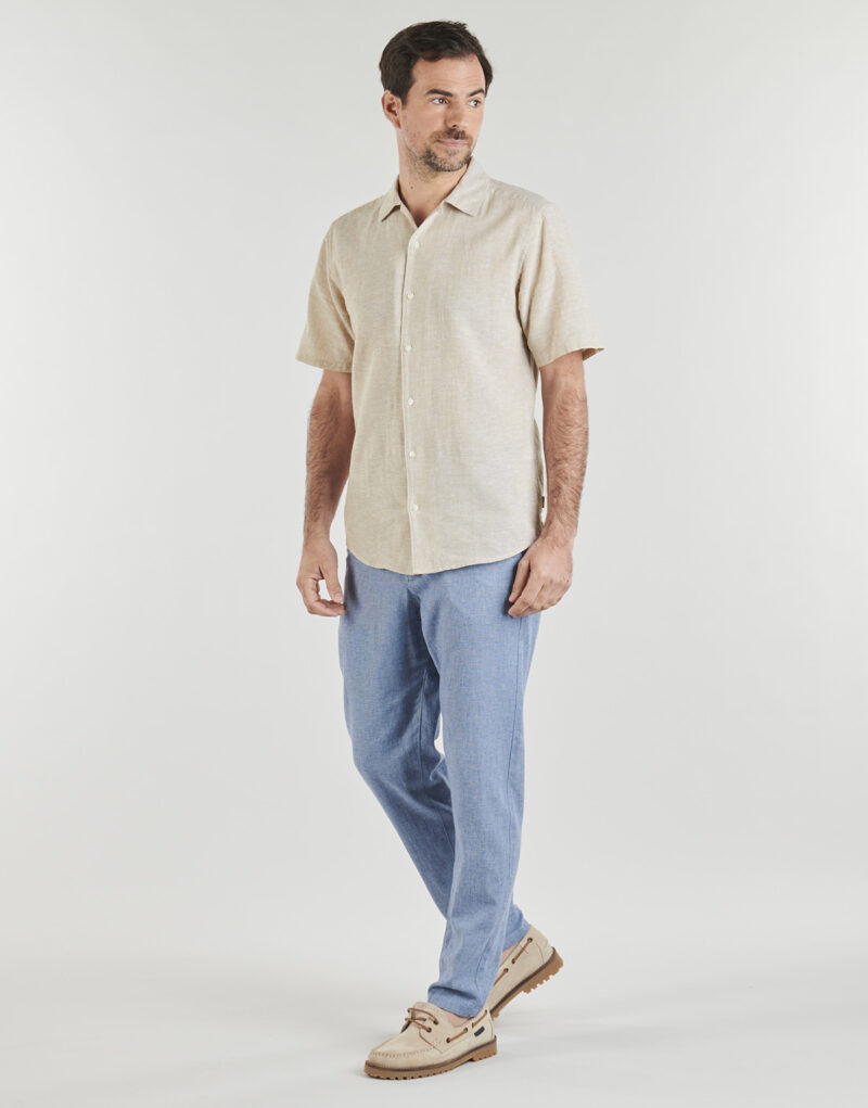 Camicia a maniche corte Only & Sons ONSCAIDEN LIFE SS SOL RES LINEN Beige Camicie a maniche corte Uomo - 3