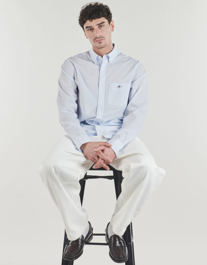 Long sleeved shirt Gant REG CLASSIC POPLIN BANKER SHIRT Blue - Men's Long Sleeve Shirts - 5