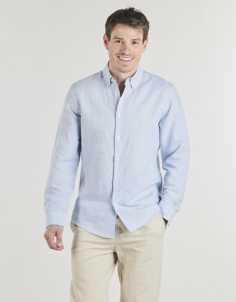 Camicia a maniche lunghe  Selected  SLHSLIMCLAY LINENBLEND  Blu -  Camicie a maniche lunghe Uomo - 2