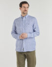 Camicia a maniche lunghe Tommy Hilfiger LINEN BENGAL STRIPE RF SHIRT Blu Camicie a maniche lunghe Uomo - 2