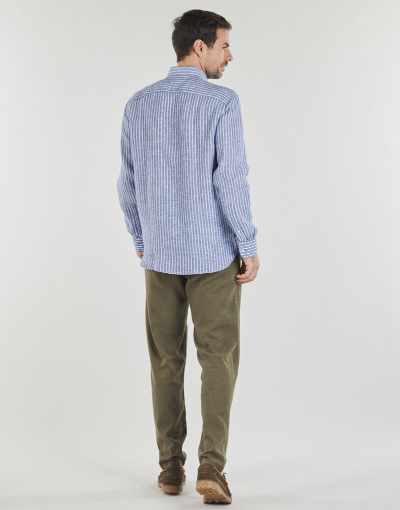 Camicia a maniche lunghe Tommy Hilfiger LINEN BENGAL STRIPE RF SHIRT Blu Camicie a maniche lunghe Uomo - 4