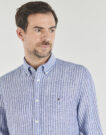 Camicia a maniche lunghe Tommy Hilfiger LINEN BENGAL STRIPE RF SHIRT Blu Camicie a maniche lunghe Uomo - 5